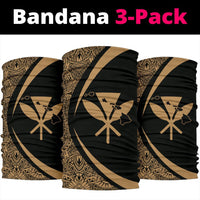Hawaiian Bandana Kanaka Polynesian Bandana 3-Pack - Circle Style Gold - Polynesian Pride