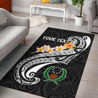 Pohnpei Custom Personalised Area Rug - Pohnpei Seal Polynesian Patterns Plumeria (Black) - Polynesian Pride