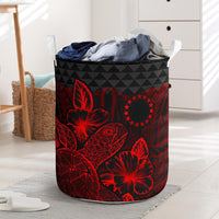 Cook Islands Laundry Basket - Polynesian Turtle Hibiscus Red Laundry Basket One Size Red - Polynesian Pride