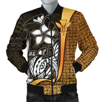 Polynesian Hawaii Men Bomber Jacket Gold - Turtle with Hook - Polynesian Pride