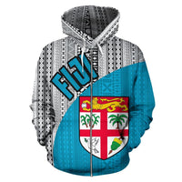 Fiji Tapa Zip up Hoodie Fiji Flag 03 - Polynesian Pride