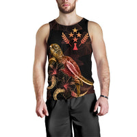 Kosrae Men Tank Top - Turtle With Blooming Hibiscus Gold - Polynesian Pride