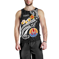 Tahiti Men's Tank Top - Tahiti Seal Polynesian Patterns Plumeria (Black) - Polynesian Pride