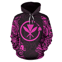 Hawaii Hoodie Kanaka Maoli Polynesian Tattoo Pink - Polynesian Pride