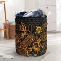 Tuvalu Laundry Basket - Polynesian Turtle Hibiscus Gold Laundry Basket One Size Gold - Polynesian Pride