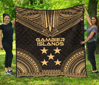 Gambier Islands Premium Quilt - Gambier Islands Flag Polynesian Chief Gold Version Gold - Polynesian Pride
