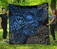 Samoa Polynesian Premium Quilt - Blue Turtle Flowing - Polynesian Pride