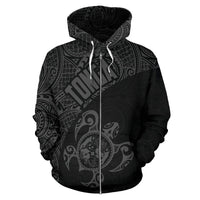 Tonga Zip up Hoodie Tonga Coat of Arms In Turtle Polynesian Tattoo 110 - Polynesian Pride