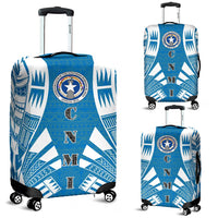Northern Mariana Islands Luggage Cover - Polynesian Tattoo Flag Blue - Polynesian Pride