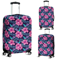 Tropical Flowers With Hummingbirds Palm Leaves Luggage Cover White - Polynesian Pride