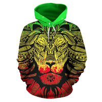Lion Polynesian All Over Hoodie Reggae Style - Polynesian Pride
