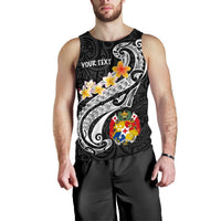 Tonga Custom Personalised Men's Tank Top - Tonga Seal Polynesian Patterns Plumeria (Black) - Polynesian Pride