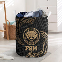 Federated States Of Micronesia Laundry Basket - Gold Tribal Wave One Style One Size - Polynesian Pride