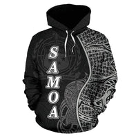 Samoa Polynesian Hoodie Coconut Tree Black - Polynesian Pride