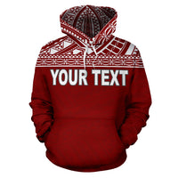 Tahiti Pollynesian ll Over Custom Hoodie Red Horizontal - Polynesian Pride
