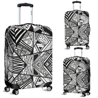 Polynesian Luggage Cover 43 Black-White - Polynesian Pride