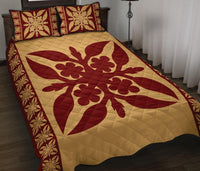 Hawaiian Quilt Pattern Palm Tree Proudly Quilt Bed Set - Polynesian Pride