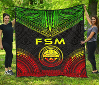 Federated States Of Micronesia Premium Quilt - FSM Seal Polynesian Chief Reggae Version - Polynesian Pride
