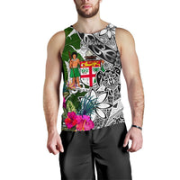 Fiji Custom Personalised Men's Tank Top White - Turtle Plumeria Banana Leaf Crest - Polynesian Pride