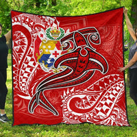 Tonga Premium Quilt - Red Shark Polynesian Tattoo Red - Polynesian Pride