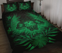 Hawaii Owl Hibiscus Plumeria Quilt Bed Set - Green - Polynesian Pride