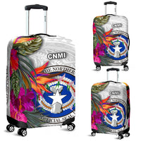 Northern Mariana Islands Luggage Covers Polynesian Hibiscus White Pattern - Polynesian Pride