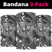 Hawaii Polynesian Spearhead Pattern Bandana 3 - Pack - AH - White - Polynesian Pride