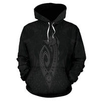 Polynesian Fish Hook Kanaka Map of Hawaii Hoodie Grey - Polynesian Pride