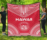 Hawaii Premium Quilt - Hawaii Seal Polynesian Chief Red Version Red - Polynesian Pride