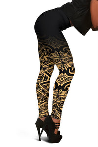 Polynesian Women's Leggings - Fog Gold Version - Polynesian Pride
