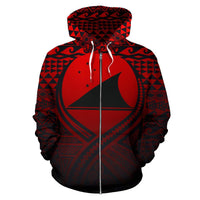 Tokelau All Over Zip up Hoodie Lift up Red - Polynesian Pride