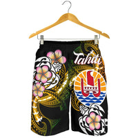 French Polynesia Tahiti Men's Shorts - Tahiti Of Seal Turtle With Plumeria - Polynesian Pride