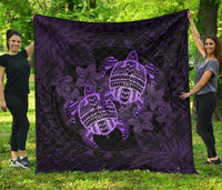 Hawaii Premium Quilt - Turtle Strong Pattern Hibiscus Plumeria Violet AH Violet - Polynesian Pride