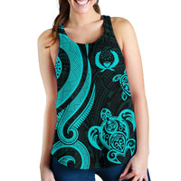 Pohnpei Micronesian Women Racerback Tank - Turquoise Tentacle Turtle - Polynesian Pride