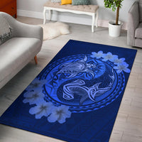 Hawaii Turtle Sea Cotral Polynesian Rug Black - Polynesian Pride