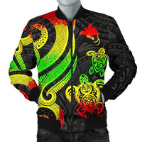 Papua New Guinea Men's Bomber Jacket - Reggae Tentacle Turtle Reggae - Polynesian Pride