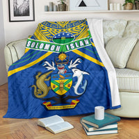 Solomon Islands Premium Blanket Simple Coat Of Arms Rugby White - Polynesian Pride