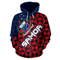 Samoa Polynesian Zip up Hoodie Samoa Coat of Arms New Style - Polynesian Pride