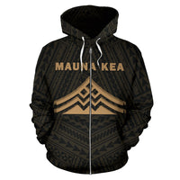Hawaii Mauna Kea Polynesian Zip up Hoodie Gold - Polynesian Pride