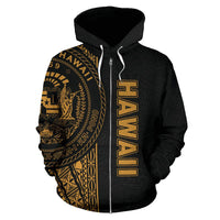 Polynesian Hawaii Zip up Hoodie Yellow Line - Polynesian Pride