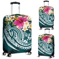 Tonga Polynesian Luggage Covers - Summer Plumeria (Turquoise) - Polynesian Pride