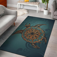 Turtle Flower Pattern Culture Area Rug AH Black - Polynesian Pride