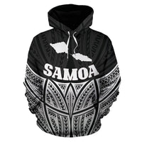 Samoa Polynesian Hoodie Black Pride Map nd Seal - Polynesian Pride