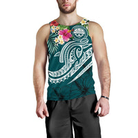 FSM Polynesian Men's Tank Top - Summer Plumeria (Turquoise) - Polynesian Pride