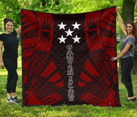 Gambier Islands Premium Quilt - Gambier Islands Flag Polynesian Red Tattoo Red - Polynesian Pride