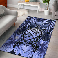 Hawaii Turtle Hibiscus Blue Rug - Hac Style - AH Blue - Polynesian Pride
