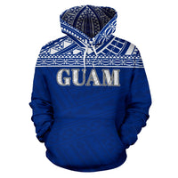 Guam Polynesian All Over Hoodie Blue Horizontal Style - Polynesian Pride