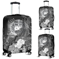 Custom Personalised Samoa Luggage Covers- Humpback Whale with Tropical Flowers (White) - Polynesian Pride