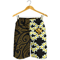Hawaii Plumeria Kanaka Polynesian Men's Shorts - Curtis Style - Gold - Polynesian Pride
