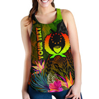Pohnpei Polynesian Personalised Women's Racerback Tank - Hibiscus and Banana Leaves Art - Polynesian Pride